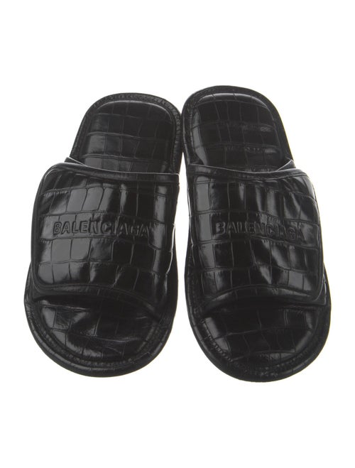 Balenciaga Embossed Leather Slides