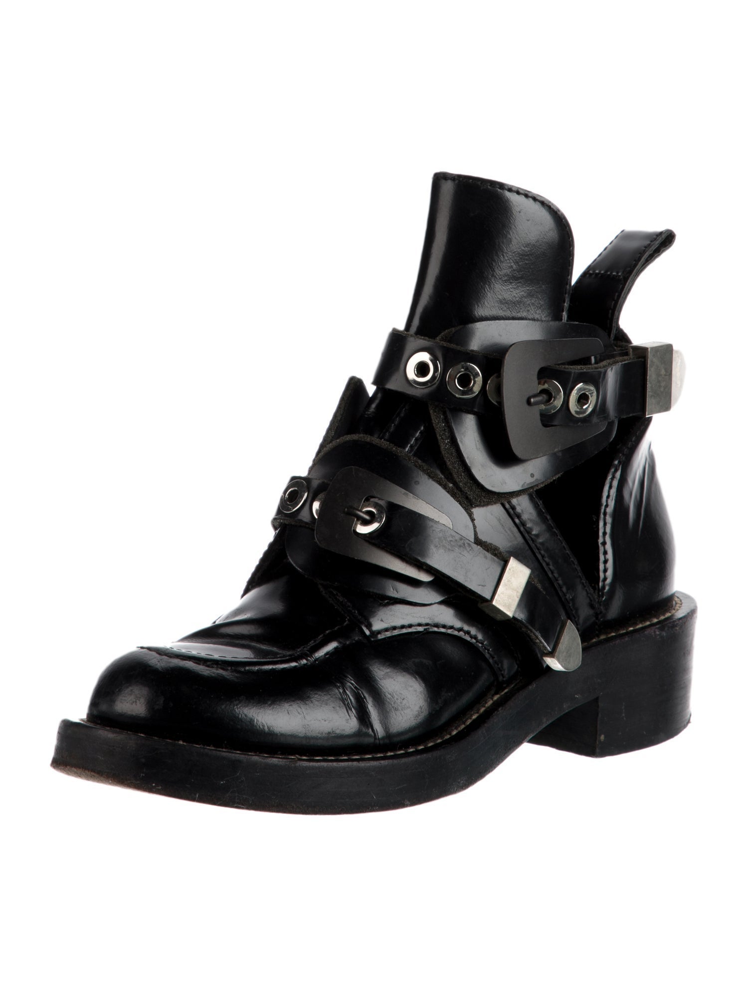 Balenciaga Leather Cutout Accent Combat Boots