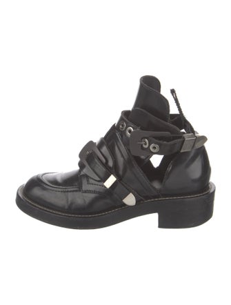 Balenciaga Leather Printed Combat Boots