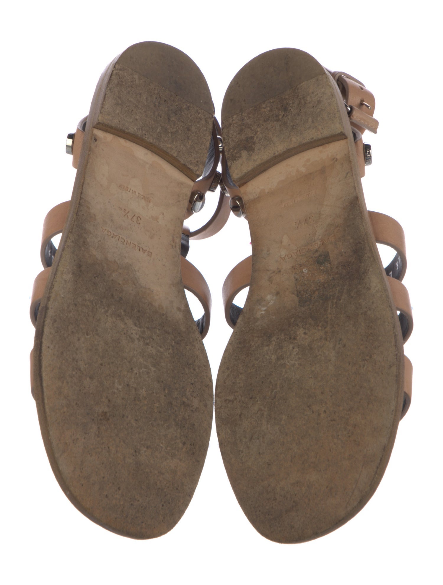 Balenciaga Leather Studded Accents Gladiator Sandals