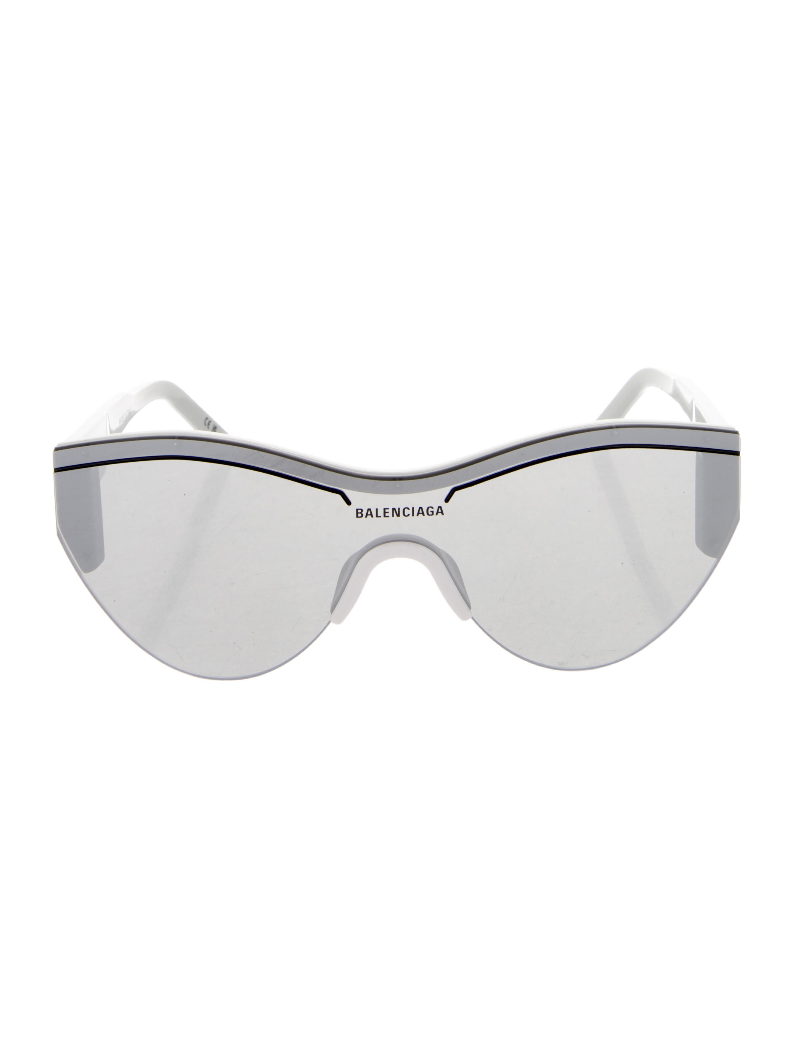 Balenciaga Wrap Frame Mirrored Shield Sunglasses