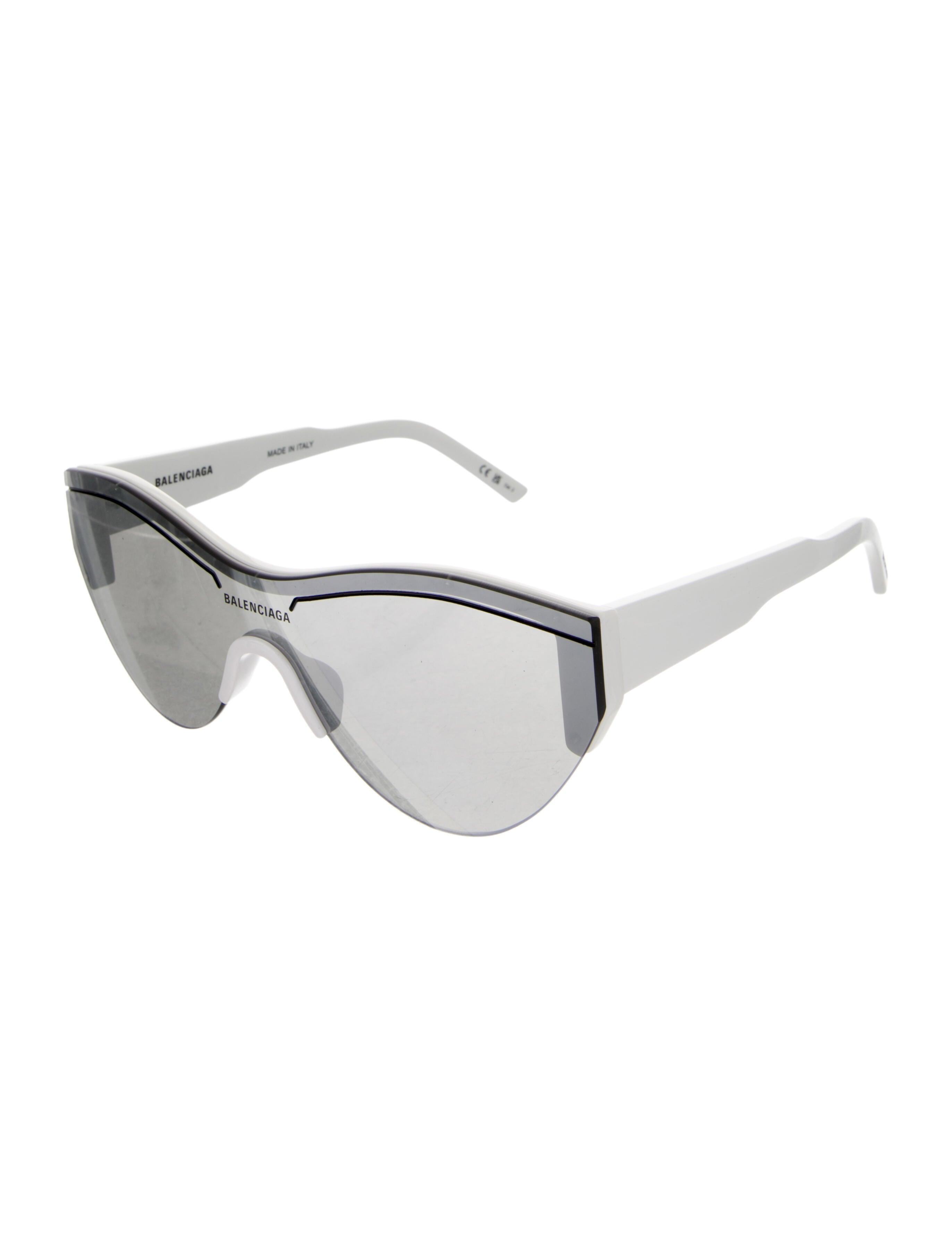 Balenciaga Wrap Frame Mirrored Shield Sunglasses