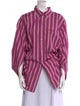 Balenciaga Striped Three-Quarter Sleeve Button-Up Top