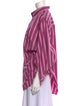 Balenciaga Striped Three-Quarter Sleeve Button-Up Top
