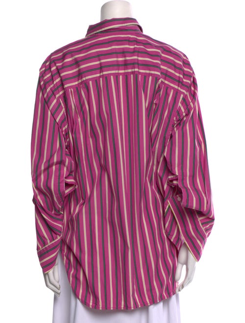 Balenciaga Striped Three-Quarter Sleeve Button-Up Top