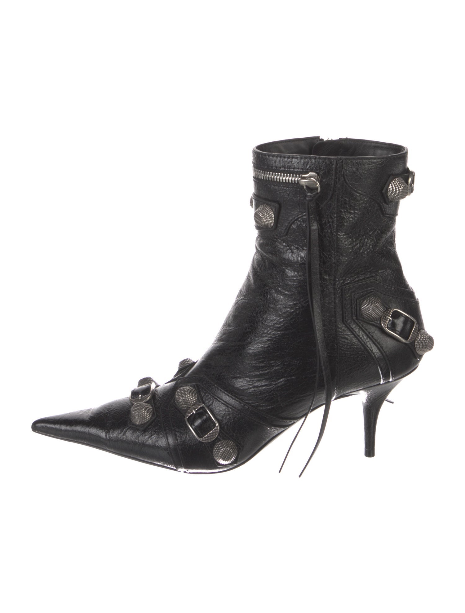 Balenciaga Leather Studded Accents Boots