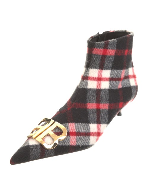 Balenciaga Wool Plaid Print Boots