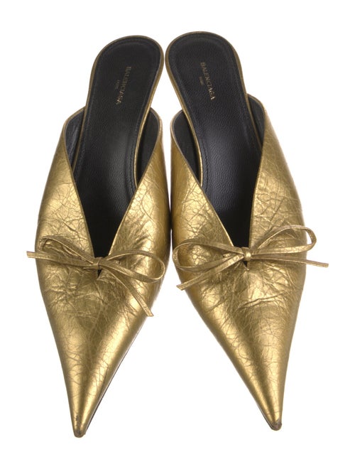 Balenciaga Leather Bow Accents Mules