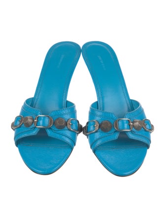 Balenciaga Leather Studded Accents Slides