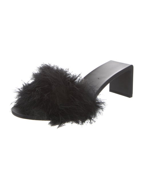 Balenciaga Leather Feather Trim Slides