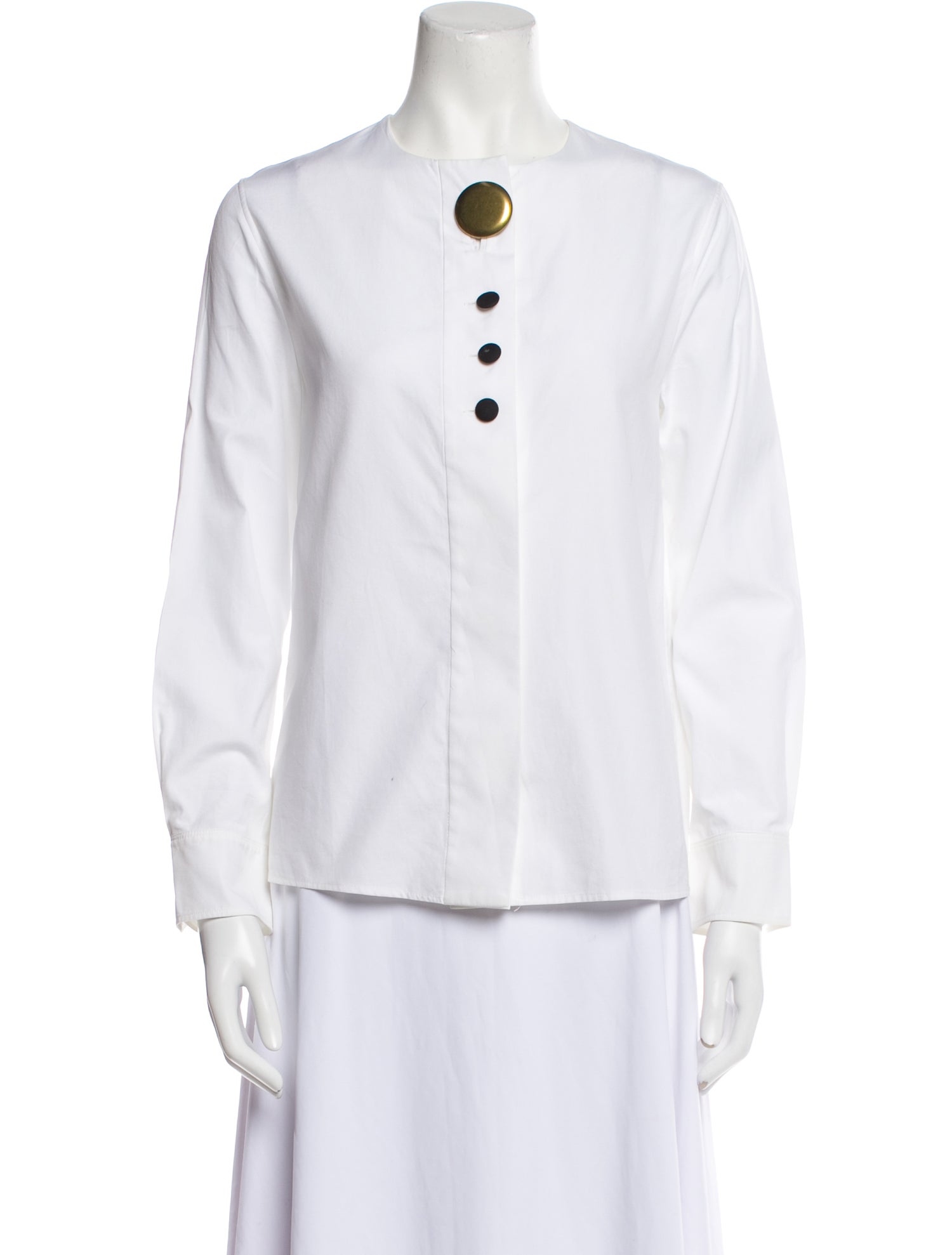 Balenciaga 2015 Mock Neck Button-Up Top