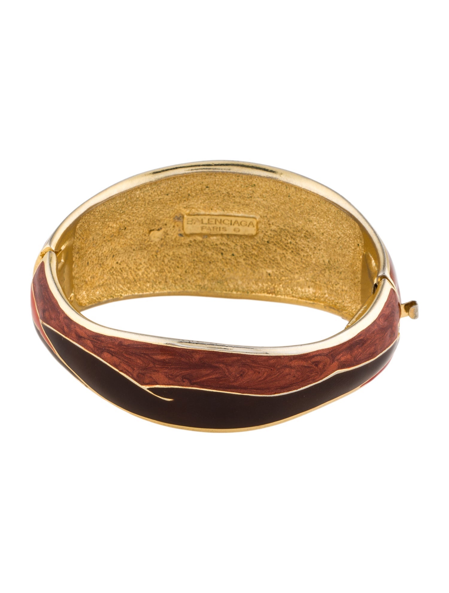 Balenciaga Vintage Enamel Hillside Motif Hinged Bracelet