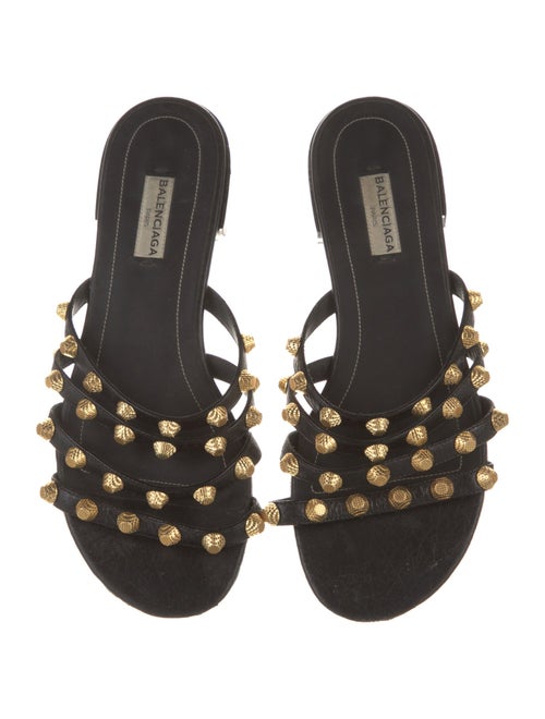 Balenciaga Leather Studded Accents Slides