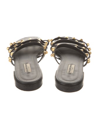Balenciaga Leather Studded Accents Slides