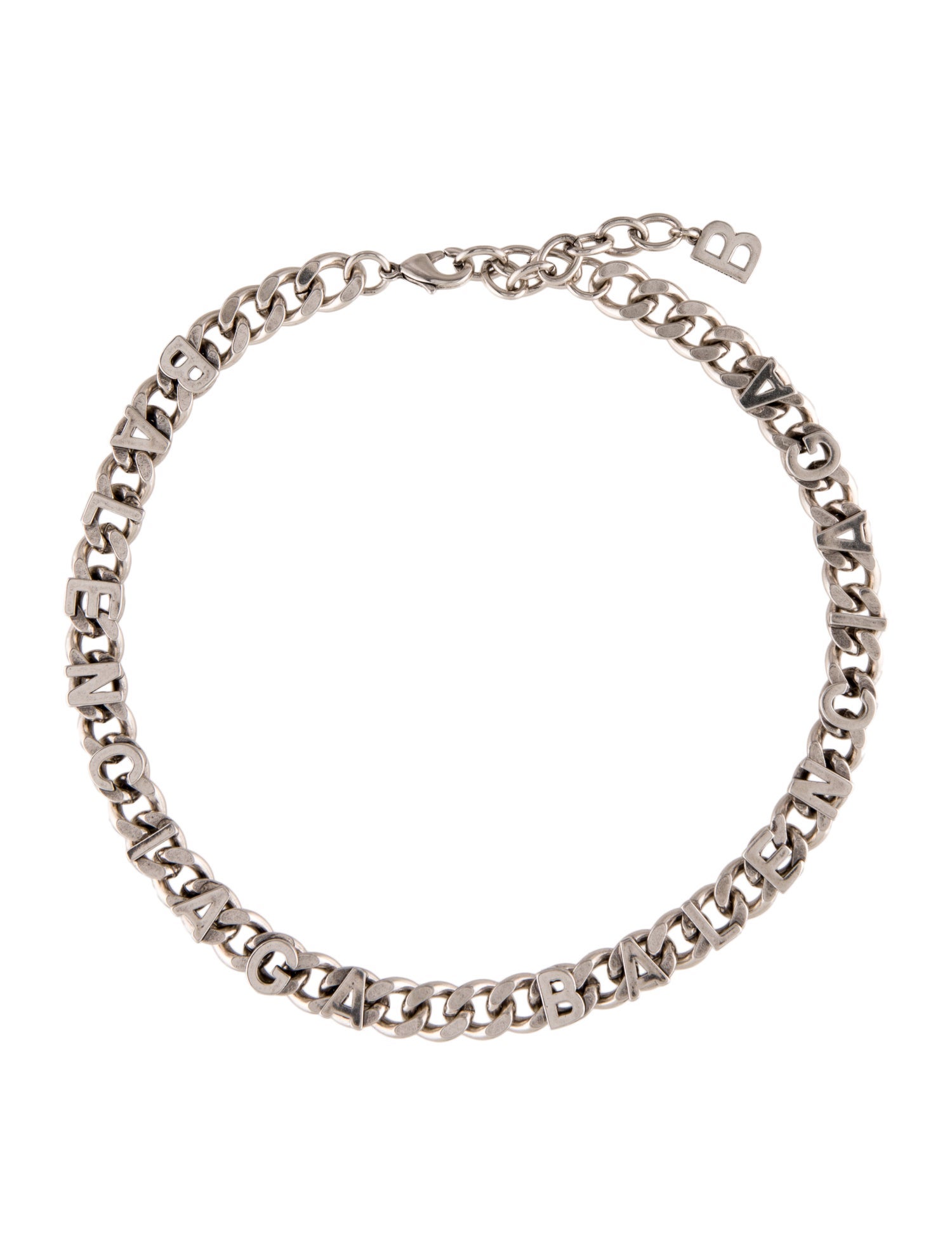 Balenciaga Logo Letter Curb Chain Necklace