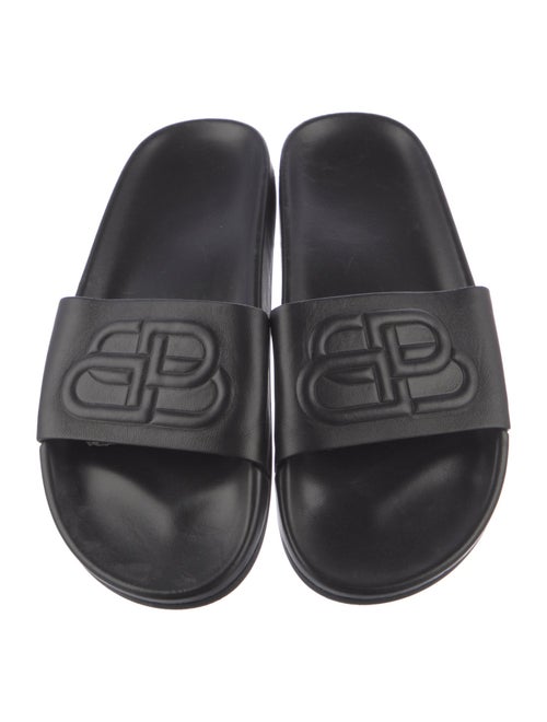 Balenciaga Signature Logo Leather Slides