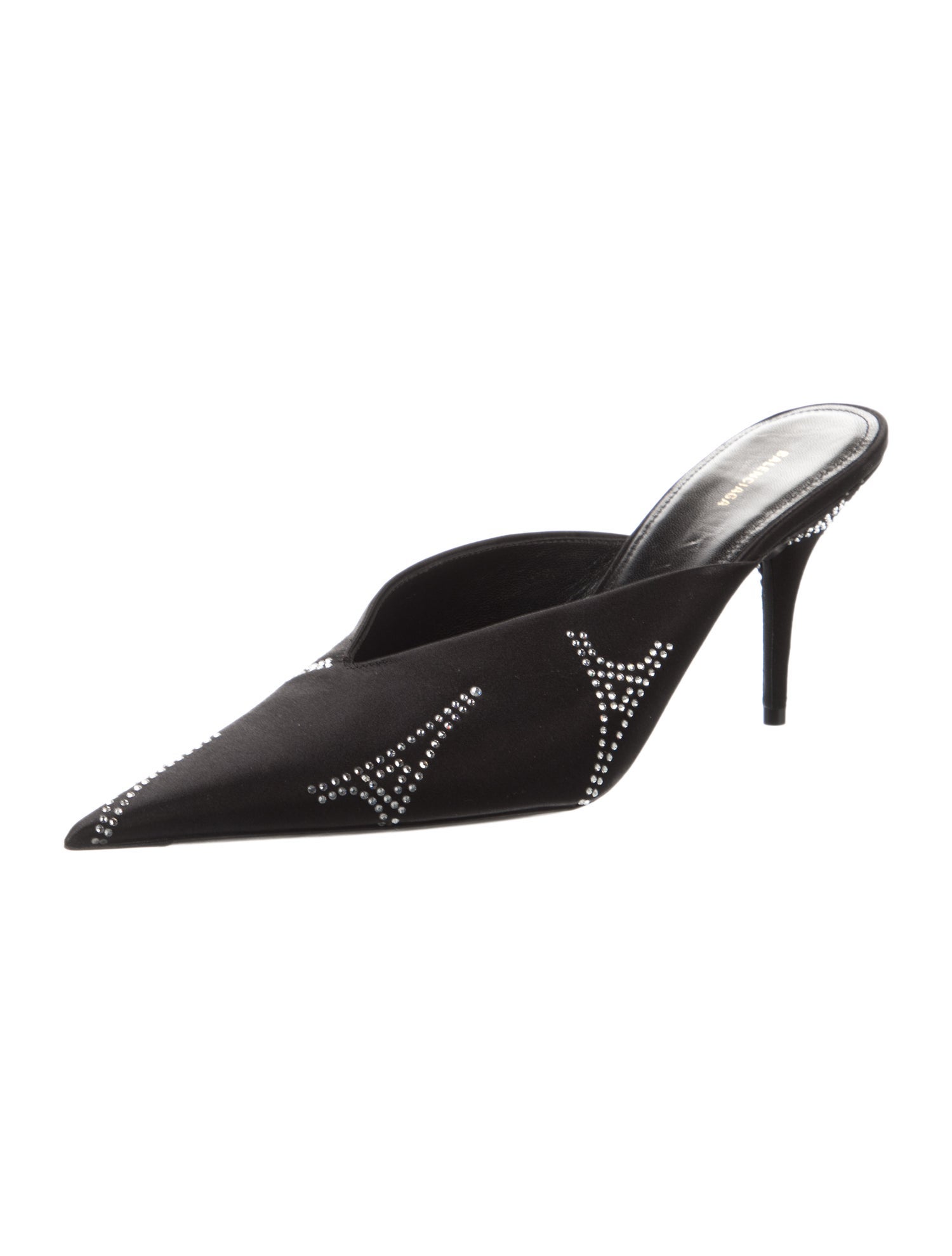 Balenciaga Satin Crystal Embellishments Mules