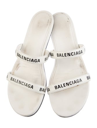 Balenciaga Logo Leather Slides