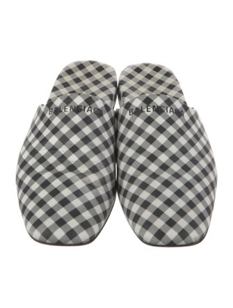 Balenciaga Leather Plaid Print Mules