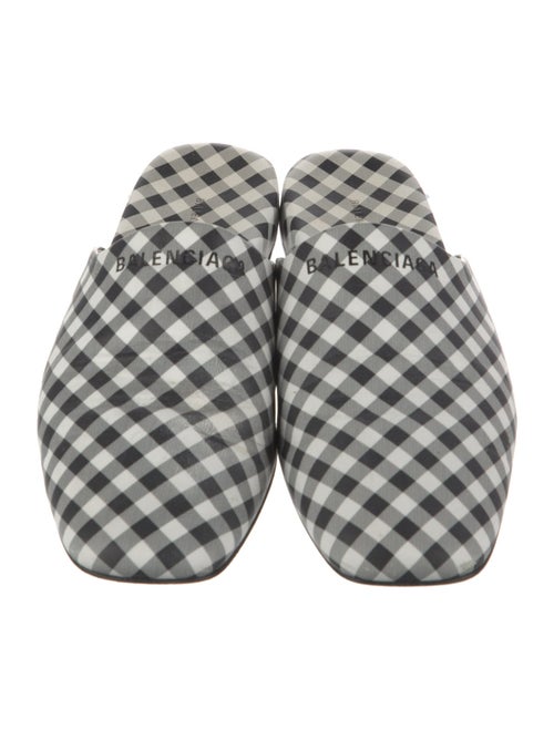 Balenciaga Leather Plaid Print Mules