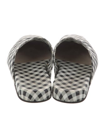 Balenciaga Leather Plaid Print Mules