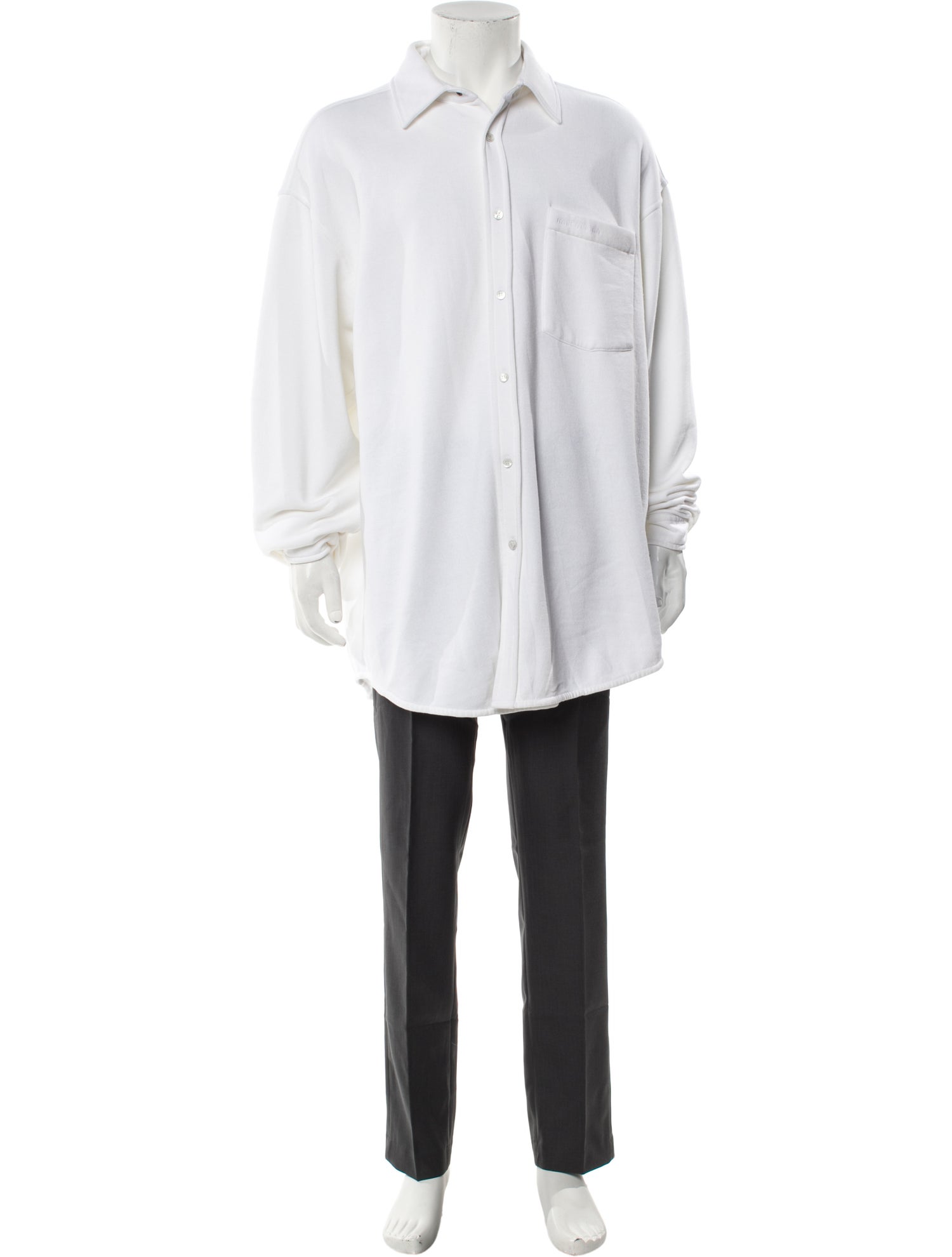 Balenciaga 2021 Jersey Tonal Logo Long Sleeve Dress Shirt