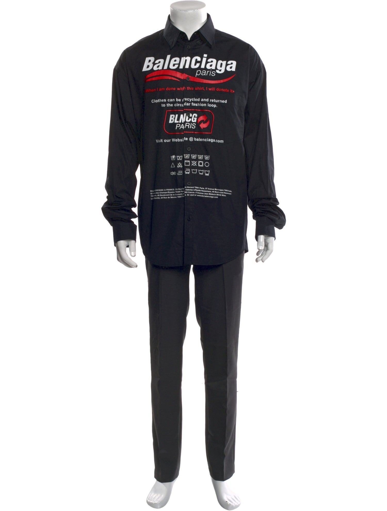 Balenciaga 2021 Graphic Print Denim Shirt