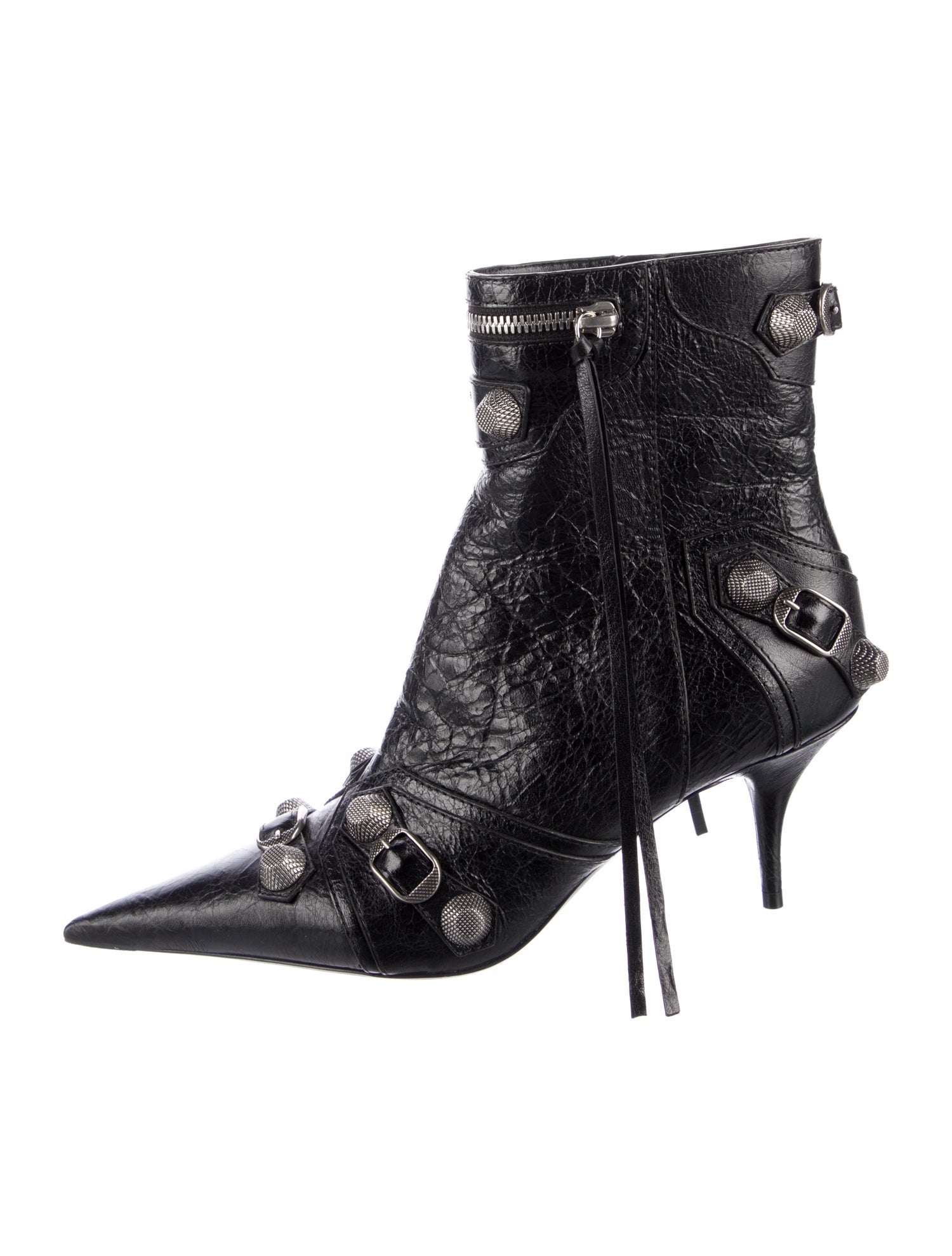 Balenciaga Leather Studded Accents Combat Boots