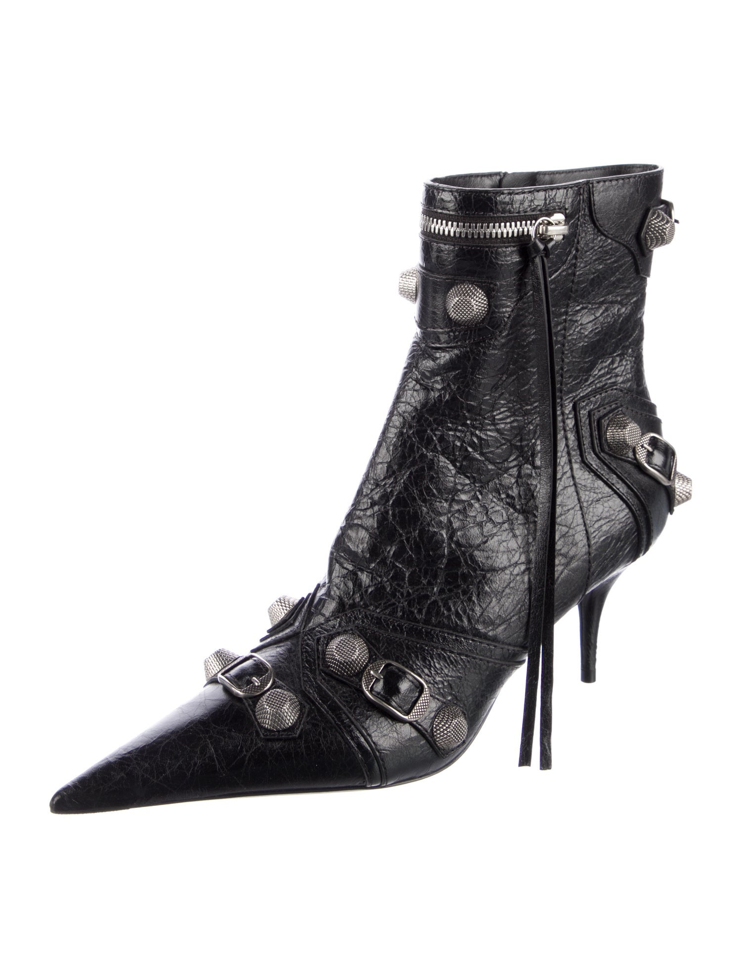 Balenciaga Leather Studded Accents Combat Boots