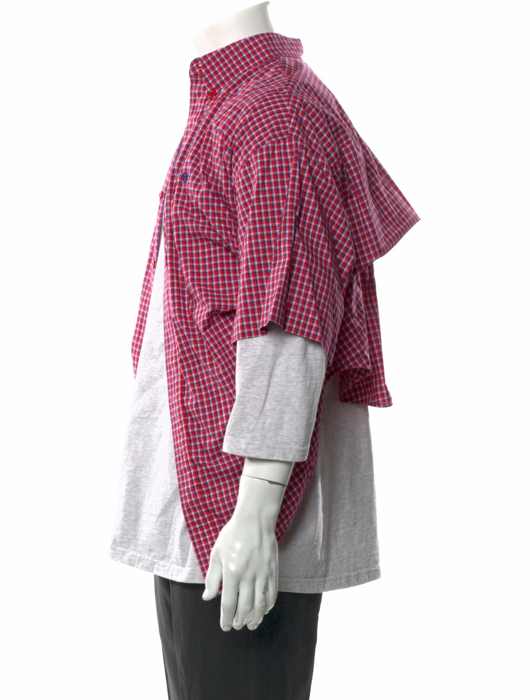 Balenciaga 2017 Plaid Print Dress Shirt