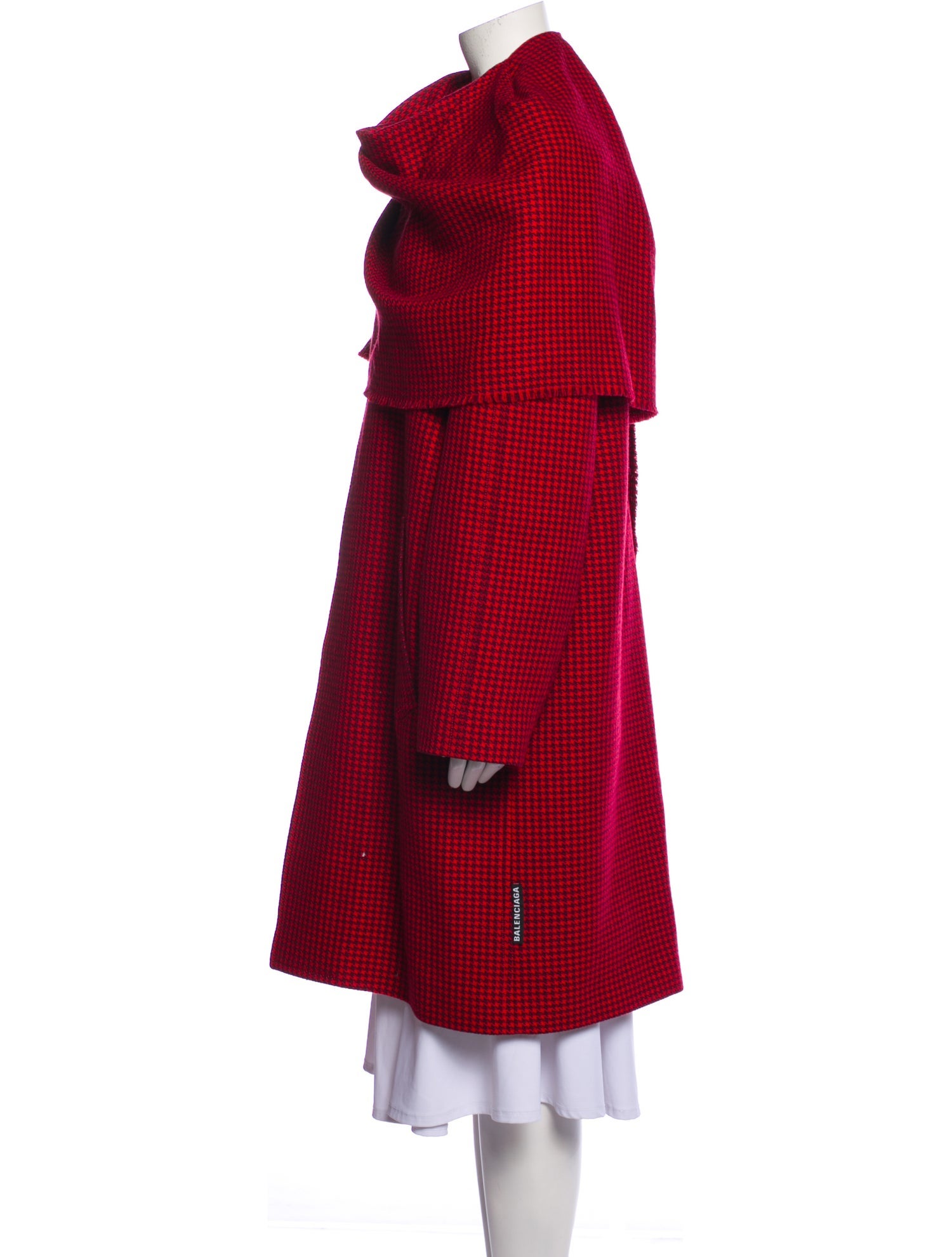 Balenciaga 2019 Draped Houndstooth Coat