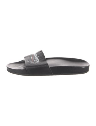 Balenciaga Leather Printed Slides