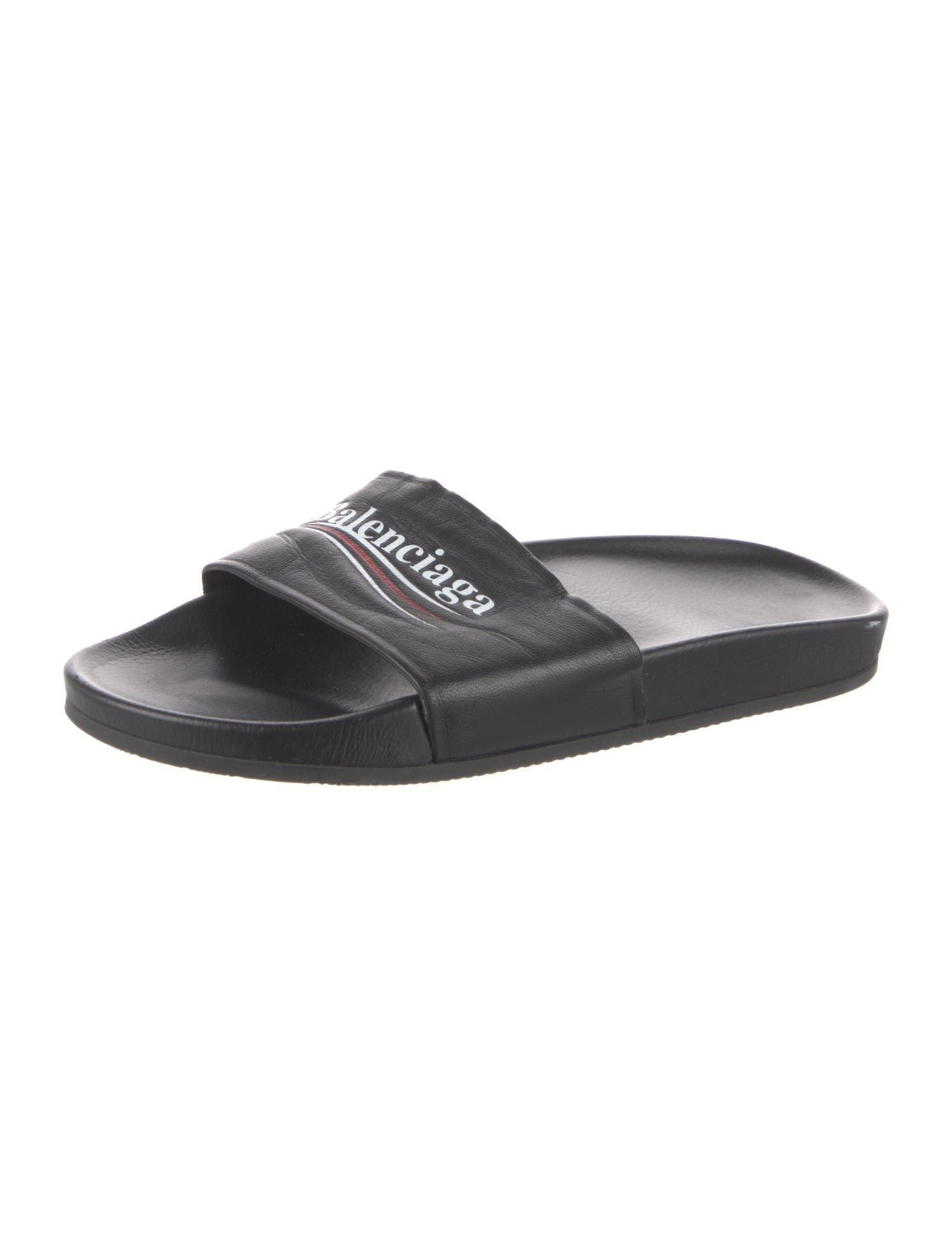 Balenciaga Leather Printed Slides
