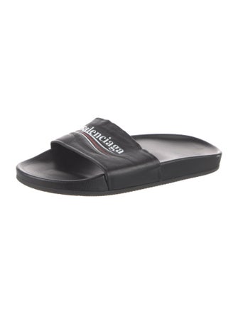 Balenciaga Leather Printed Slides