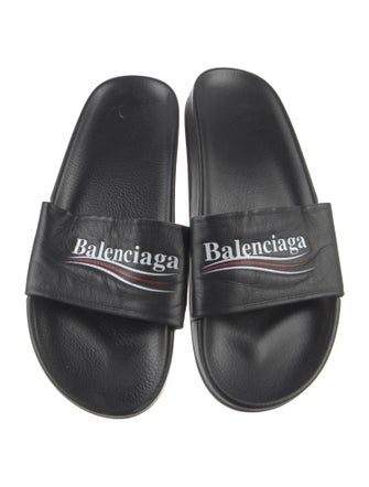 Balenciaga Leather Printed Slides