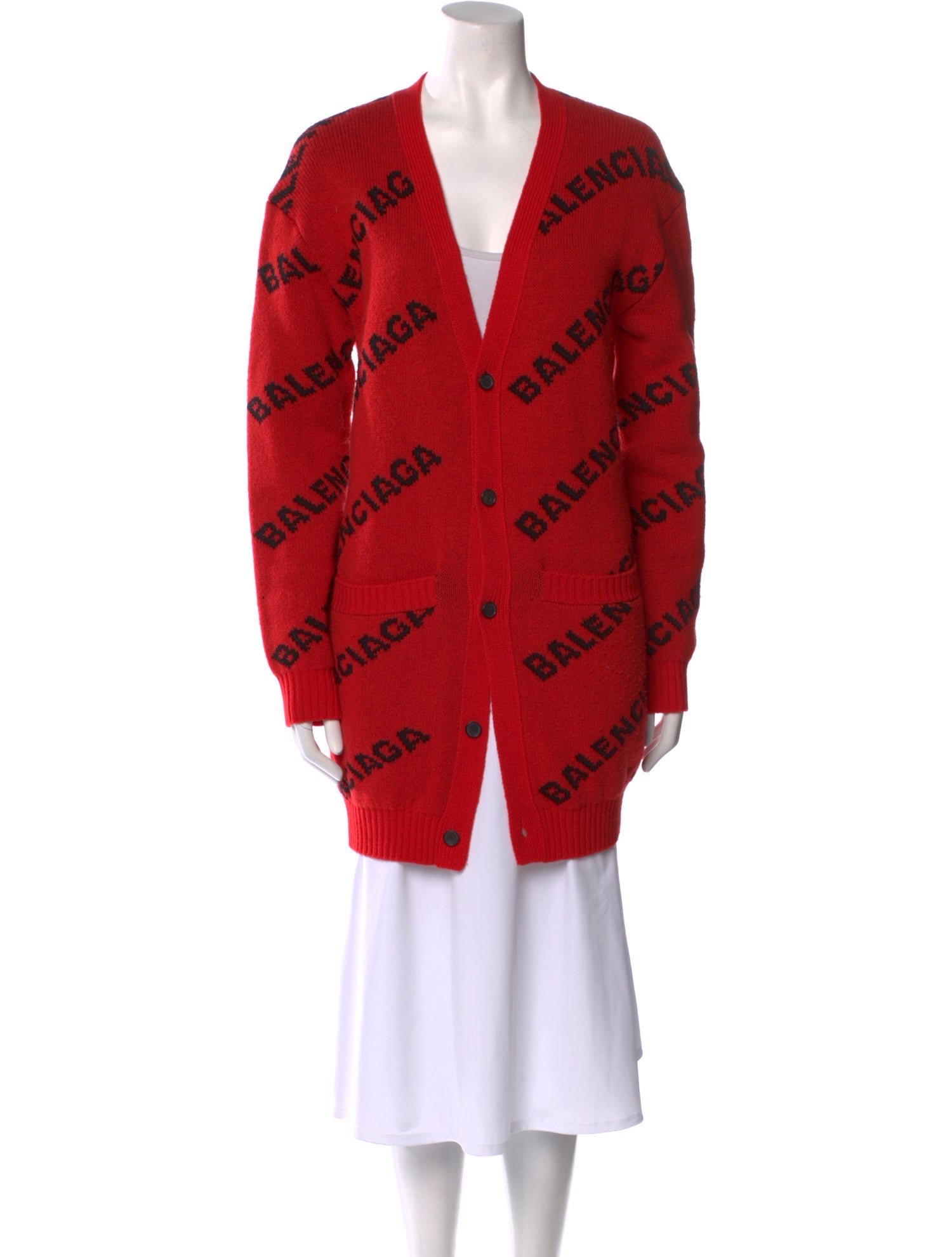 Balenciaga Printed V-Neck Sweater