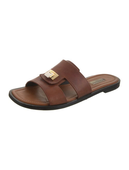 Balenciaga Leather Cutout Accent Slides