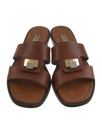 Balenciaga Leather Cutout Accent Slides