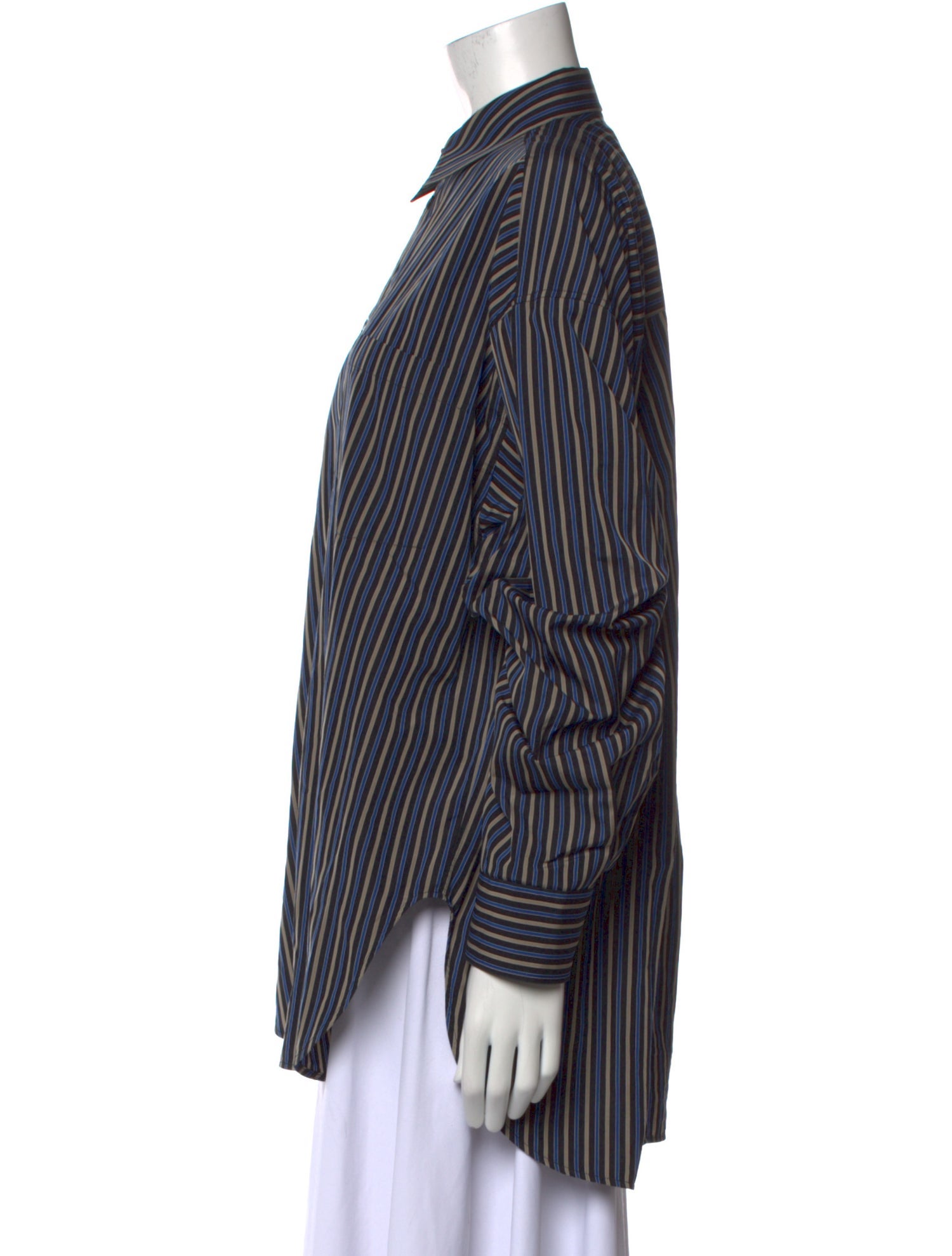 Balenciaga 2017 Striped Button-Up Top