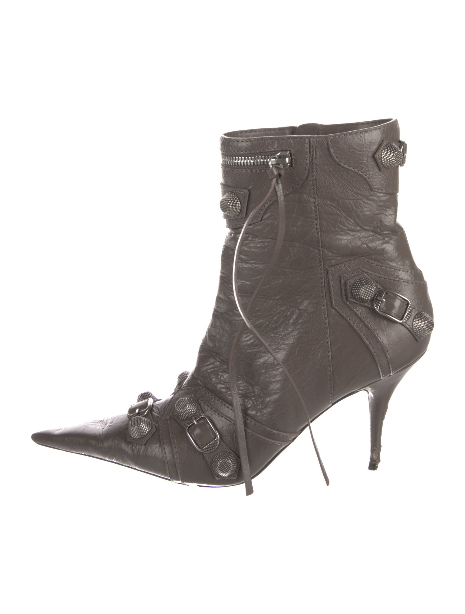 Balenciaga Leather Studded Accents Boots