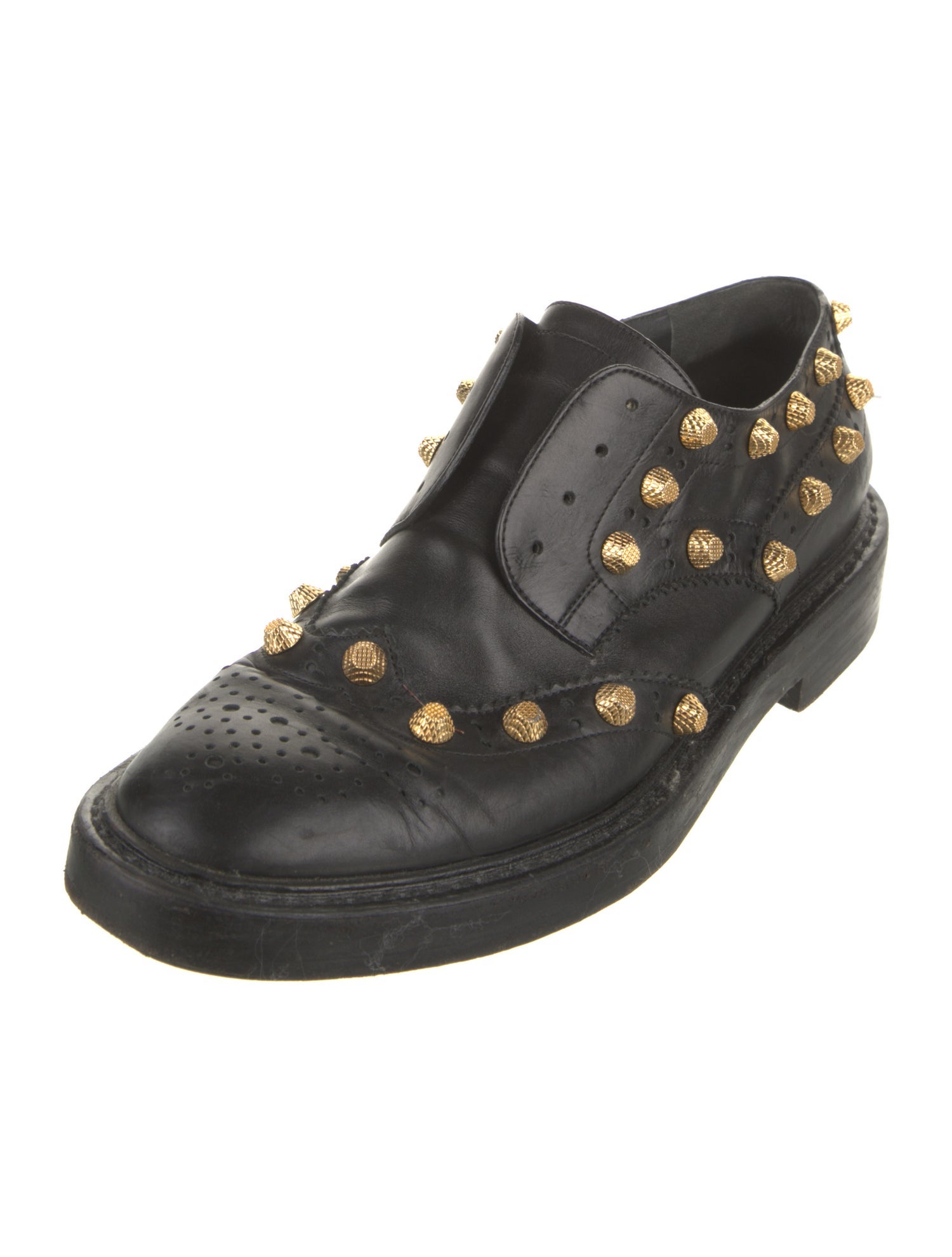 Balenciaga Leather Studded Accents Oxfords