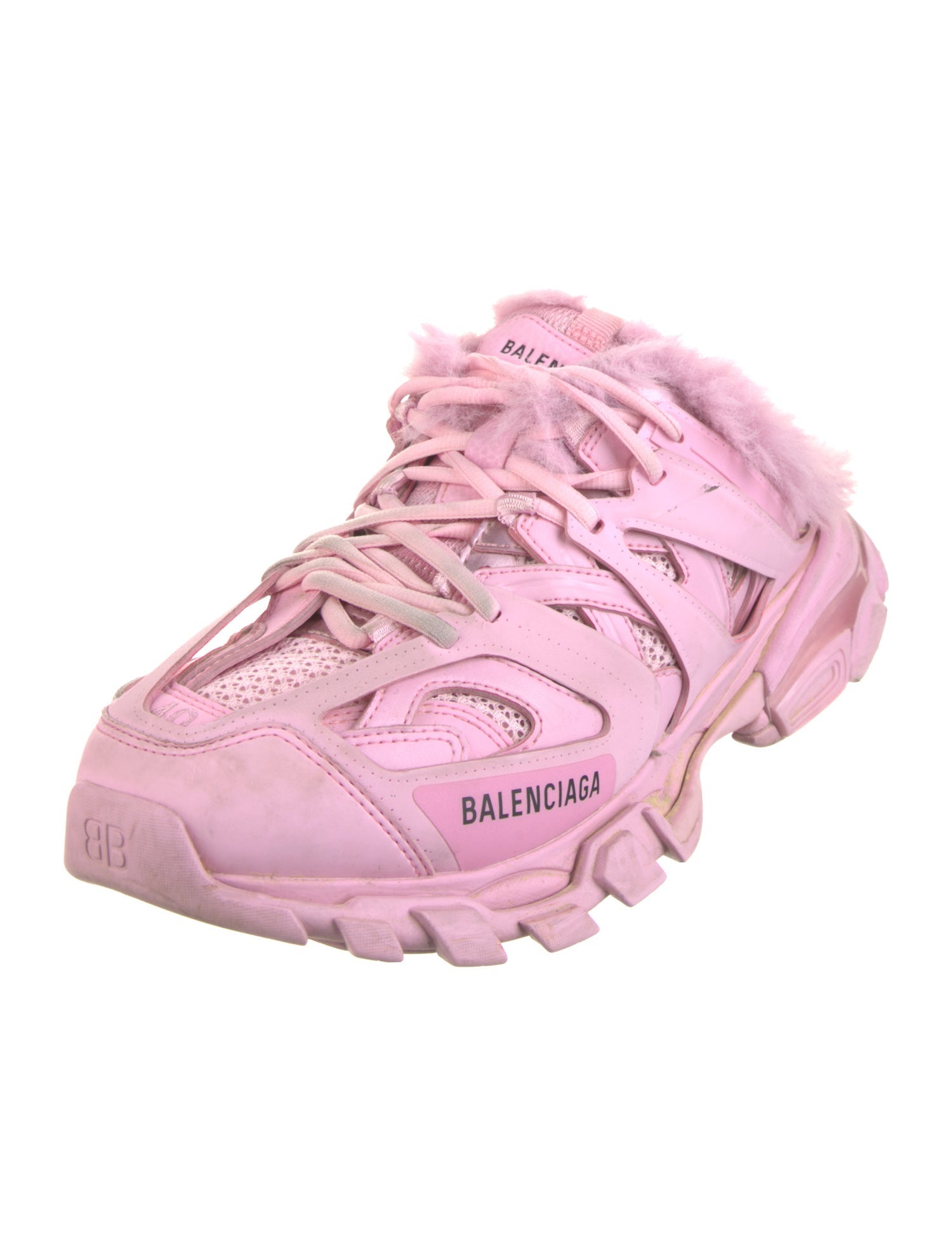 Balenciaga Track Mule Fur Chunky Sneakers