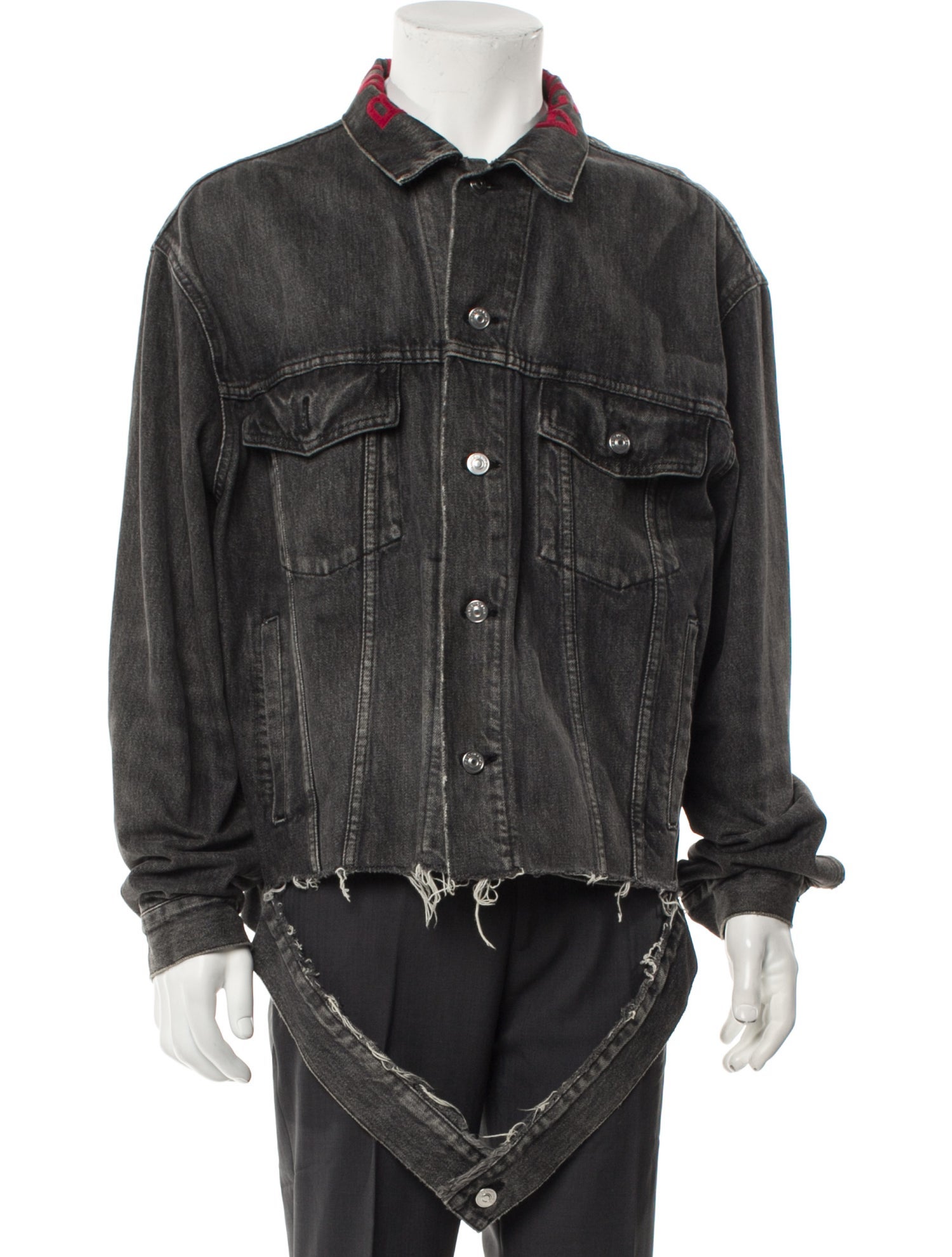 Balenciaga 2017 Embroidered Collar Logo Denim Jacket