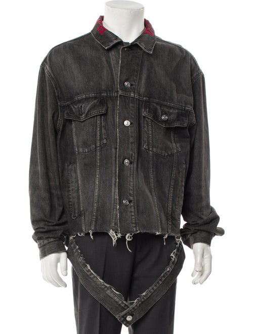 Balenciaga 2017 Embroidered Collar Logo Denim Jacket