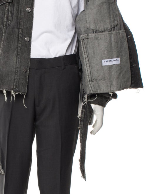 Balenciaga 2017 Embroidered Collar Logo Denim Jacket