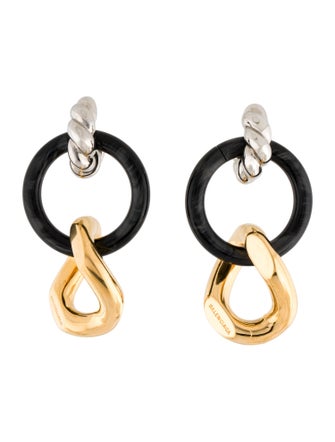 Balenciaga Acrylic Two-Tone Triple Hoop Earrings