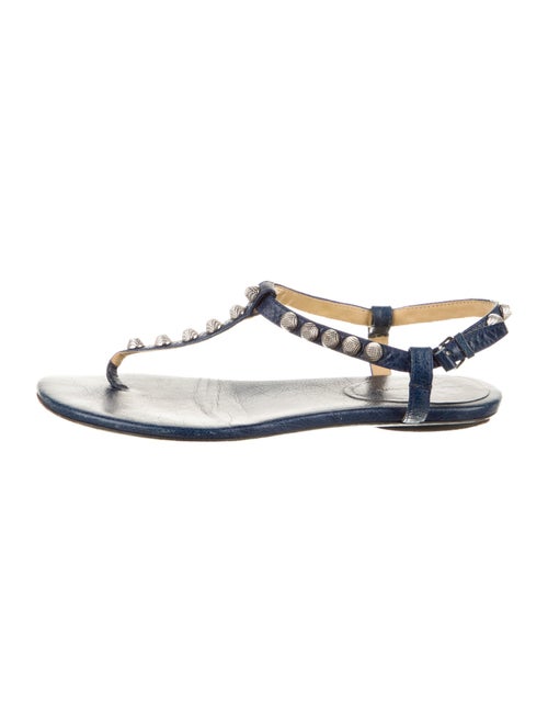 Balenciaga Leather Studded Accents T-Strap Sandals
