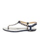 Balenciaga Leather Studded Accents T-Strap Sandals