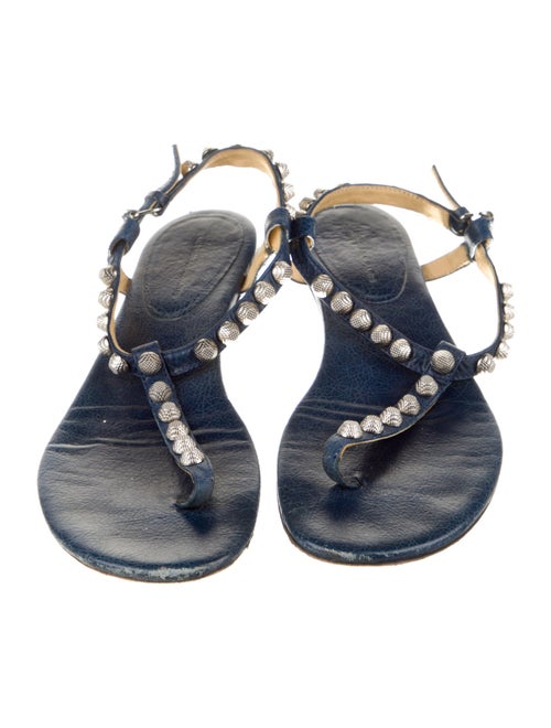 Balenciaga Leather Studded Accents T-Strap Sandals
