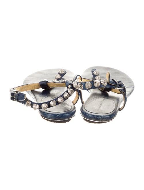 Balenciaga Leather Studded Accents T-Strap Sandals